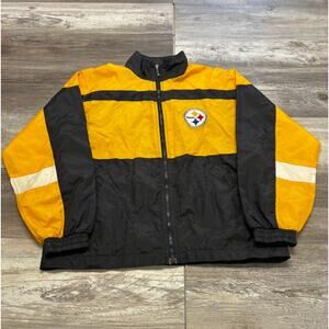 Vintage NFL Kids Yellow Boys L Full Zip Pittsburg Steelers Logo Windbreaker‎